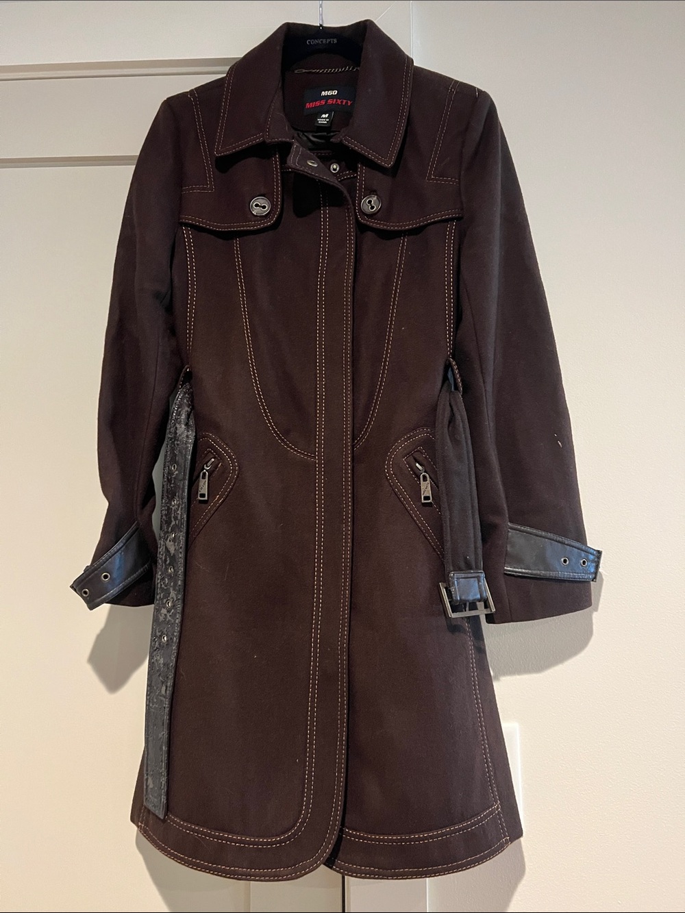 Miss Sixty Brown Trench Coat with Tailored Look and Full Length